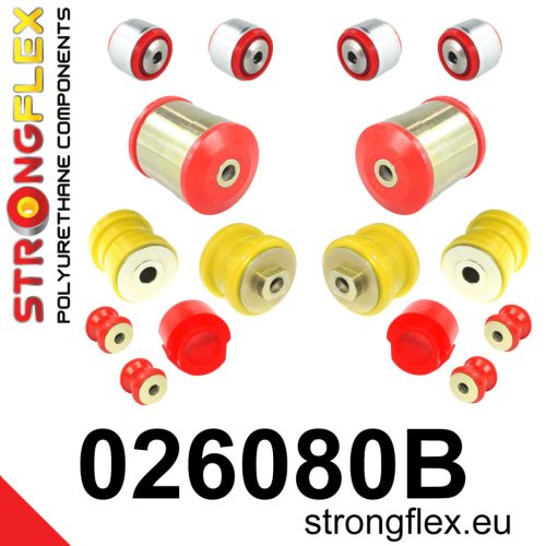 026080B: Front suspension bush kit 25mm 021257 - 50mm Red