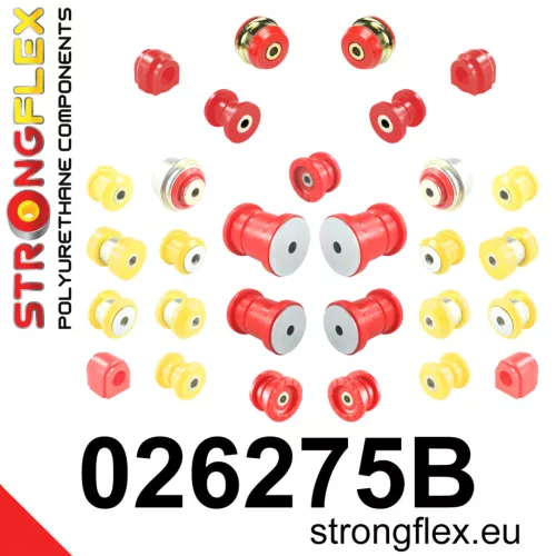026275B: Full suspension polyurethane bush kit 21,5mm 19,5mm 221949 221942 - 60mm Red