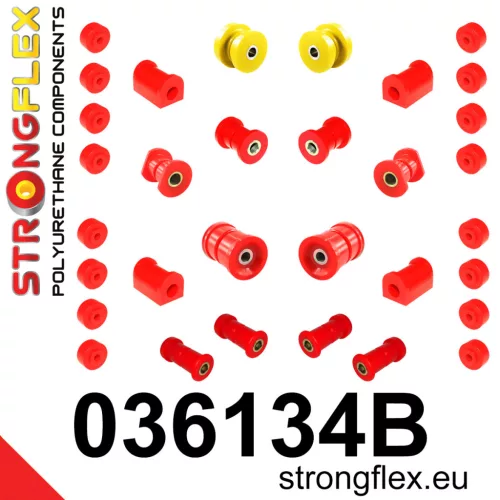 036134B: Full suspension polyurethane bush kit 20mm 19mm 031981 4 x 031860A eccentric bush Red