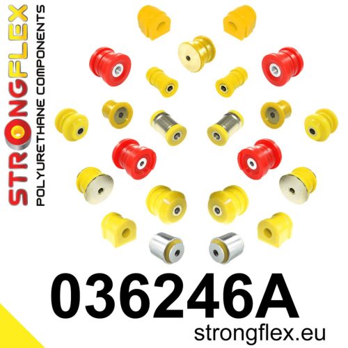 036246A: Full suspension polyurethane bush kit SPORT 22mm 21mm 90ShA (yellow colour) Yellow