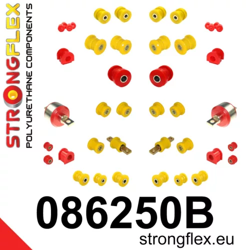 086250B: Full suspension bush kit Custom 18mm 2 x 081196, 2 x 081521 Insert Red