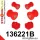 136221B: Front suspension bush kit 21mm 131777 Red