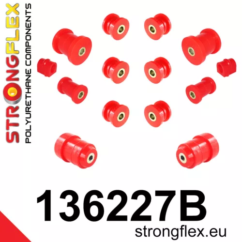 136227B: Full suspension polyurethane bush kit 16mm 131955 Red