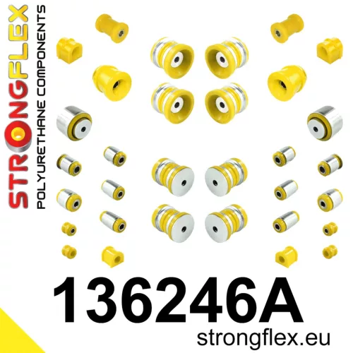 136246A: Full suspension polyurethane bush kit SPORT 25mm 16mm 131777 Yellow