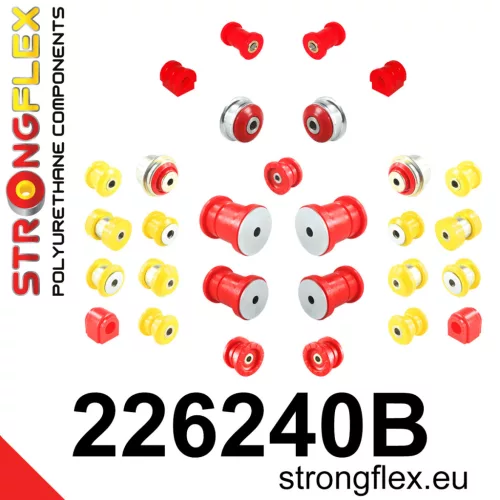 226240B: Full suspension polyurethane bush kit 22mm 19,5mm 221950 Black