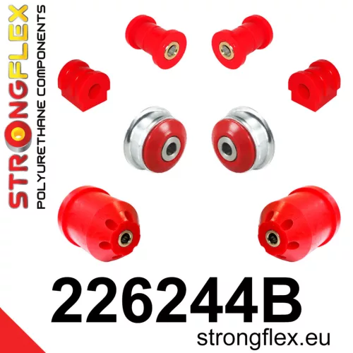 226244B: Front suspension and ream beam bush kit 16mm 221246 - 69mm Red