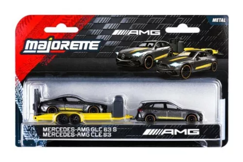 Majorette Mercedes-AMG GLC 63 S + Mercedes-AMG CLE 53 Deluxe Trailer Set 1:64