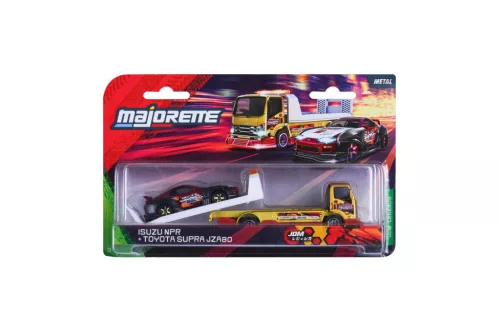 Majorette JDM Legends Isuzu NPR + Toyota Supra JZA80 Tuning Transporter Set 1:64