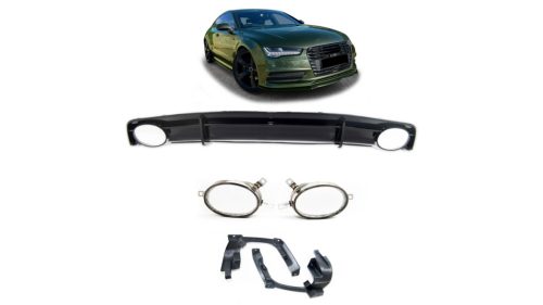 Diffuser Audi A7 C7 Facelift Rear with Pipes
