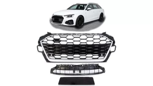 Grill Audi A4 B9 Facelift Silver & Gloss Black