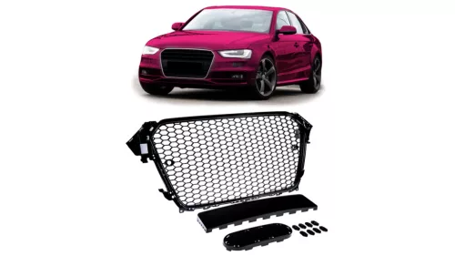Grill Audi A4 B8 Facelift Gloss Black PDC