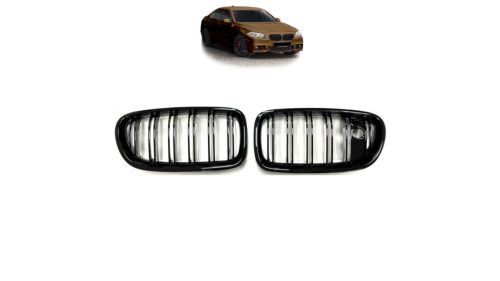 Grill BMW 5 F10 F11 Dual Line Gloss Black camera