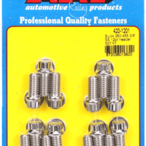 "Buick 350-455 3/8"" SS 12pt header bolt kit"