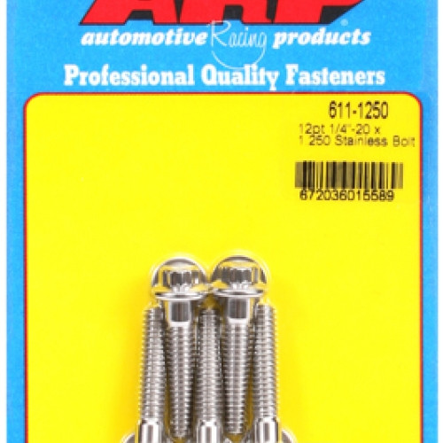 "1/4""-20 x 1.250 12pt SS bolts" (5pcs)
