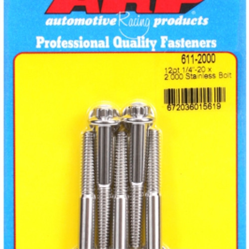 "1/4""-20 x 2.000 12pt SS bolts" (5pcs)