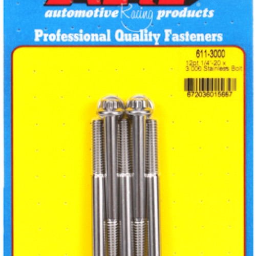 "1/4""-20 x 3.000 12pt SS bolts" (5pcs)