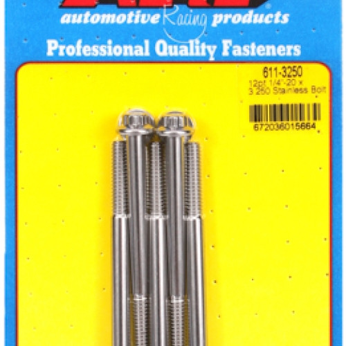 "1/4""-20 x 3.250 12pt SS bolts" (5pcs)
