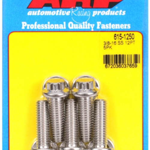 "3/8""-16 x 1.250 12pt 7/16 wrenching SS bolts" (5pcs)