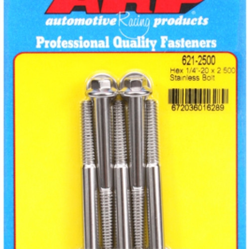 "1/4""-20 x 2.500 hex SS bolts" (5pcs)