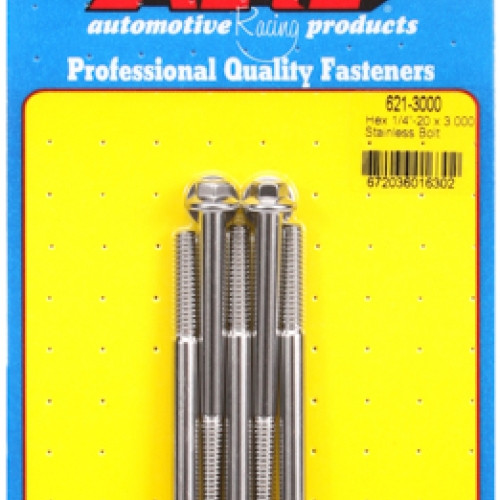 "1/4""-20 x 3.000 hex SS bolts" (5pcs)