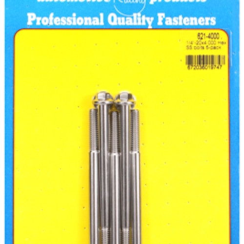 "1/4""-20 x 4.000 hex SS bolts" (5pcs)