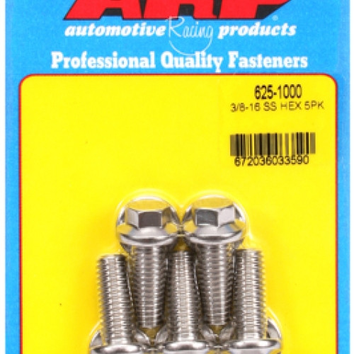 "3/8""-16 x 1.000 hex 7/16 wrenching SS bolts" (5pcs)