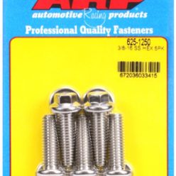   "3/8""-16 x 1.250 hex 7/16 wrenching SS bolts" (5pcs)