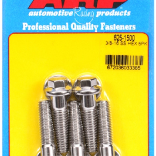 "3/8""-16 x 1.500 hex 7/16 wrenching SS bolts" (5pcs)