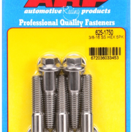 "3/8""-16 x 1.750 hex 7/16 wrenching SS bolts" (5pcs)