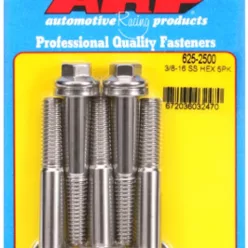   "3/8""-16 x 2.500 hex 7/16 wrenching SS bolts" (5pcs)