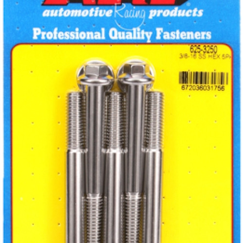 "3/8""-16 x 3.250 hex 7/16 wrenching SS bolts" (5pcs)