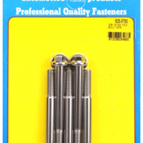 "3/8""-16 x 3.750 hex 7/16 wrenching SS bolts" (5pcs)
