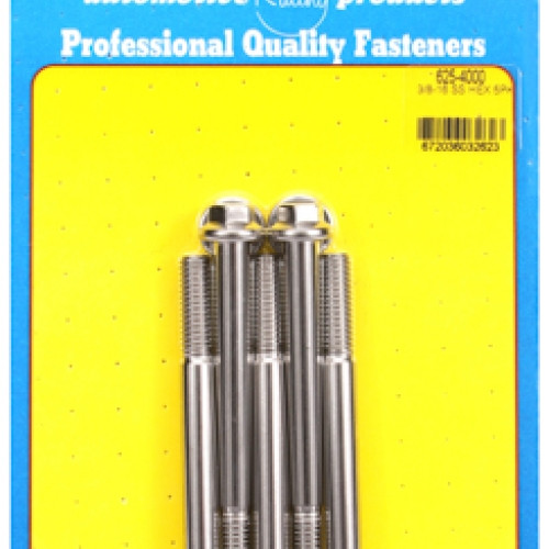 "3/8""-16 x 4.000 hex 7/16 wrenching SS bolts" (5pcs)