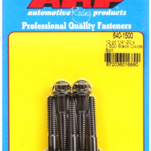 "1/4""-20 x 1.500 12pt black oxide bolts" (5pcs)