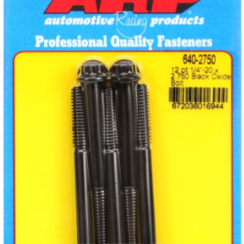 "1/4""-20 x 2.750 12pt black oxide bolts" (5pcs)