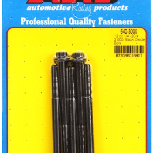 "1/4""-20 x 3.000 12pt black oxide bolts" (5pcs)