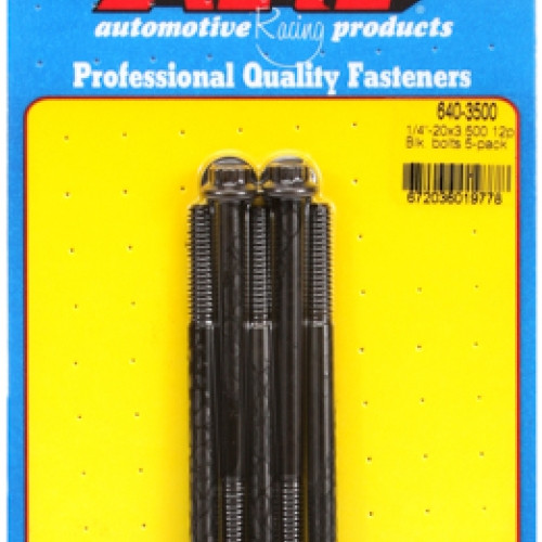 "1/4""-20 x 3.500 12pt black oxide bolts" (5pcs)