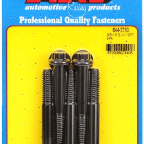 "3/8""-16 x 2.750 12pt 7/16 wrenching black oxide bolts"5pcs