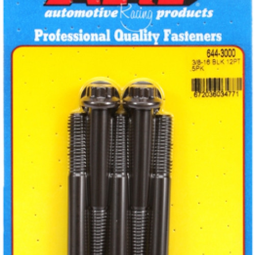 "3/8""-16 x 3.000 12pt 7/16 wrenching black oxide bolts"5pcs