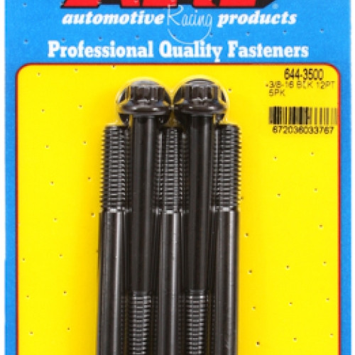 "3/8""-16 x 3.500 12pt 7/16 wrenching black oxide bolts"5pcs