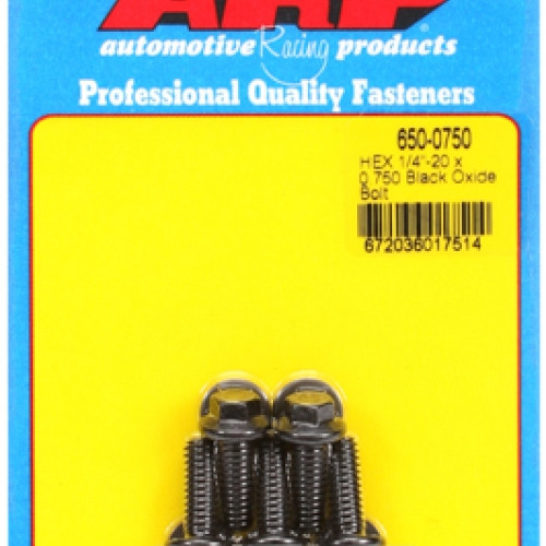 "1/4""-20 x 0.750 hex black oxide bolts" (5pcs)