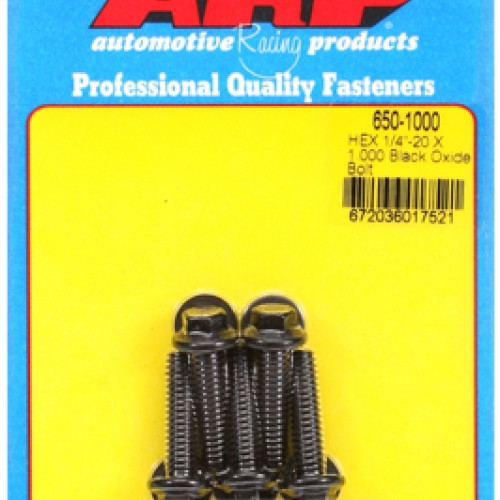 "1/4""-20 X 1.000 hex black oxide bolts" (5pcs)