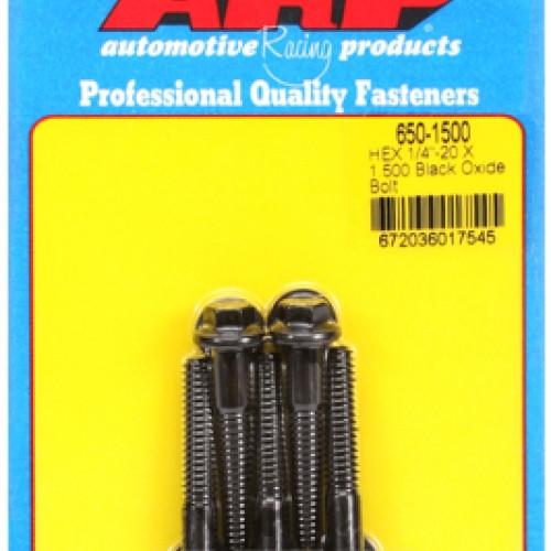 "1/4""-20 X 1.500 hex black oxide bolts" (5pcs)
