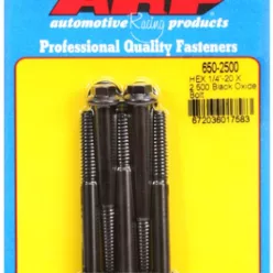   "1/4""-20 X 2.500 hex black oxide bolts" (5pcs)