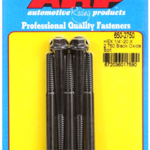 "1/4""-20 X 2.750 hex black oxide bolts" (5pcs)
