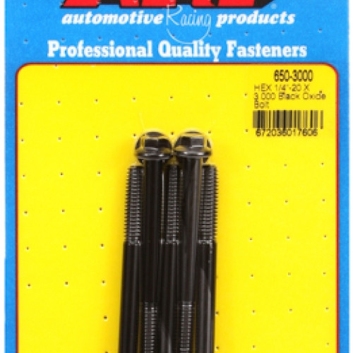 "1/4""-20 X 3.000 hex black oxide bolts" (5pcs)