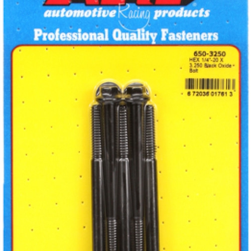 "1/4""-20 X 3.250 hex black oxide bolts" (5pcs)