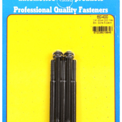 "1/4""-20 X 4.000 hex black oxide bolts" (5pcs)