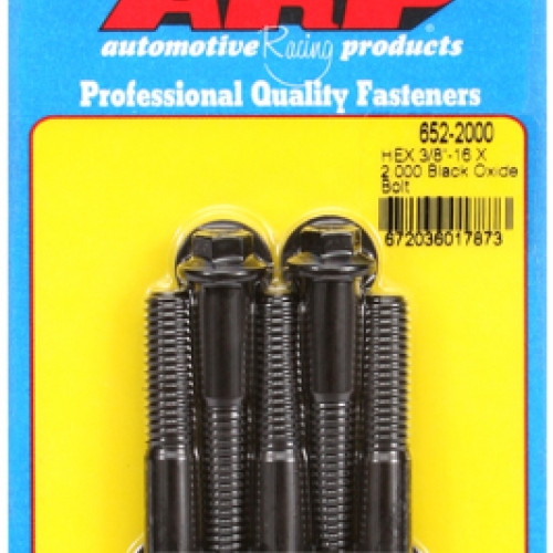 "3/8""-16 X 2.000 hex black oxide bolts" (5pcs)