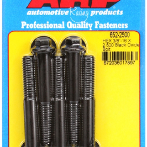 "3/8""-16 X 2.500 hex black oxide bolts" (5pcs)